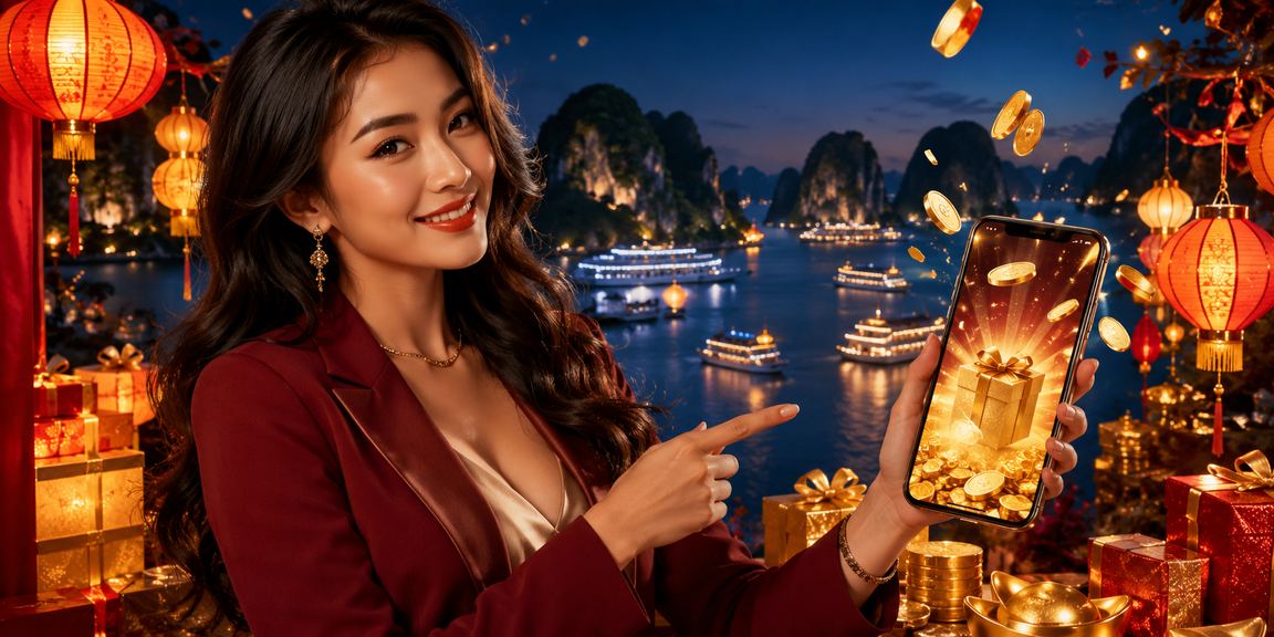 Người dùng tại Hội An chơi casino trên điện thoại dưới ánh đèn lồng